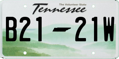 TN license plate B2121W