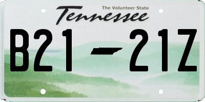 TN license plate B2121Z