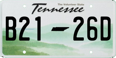 TN license plate B2126D