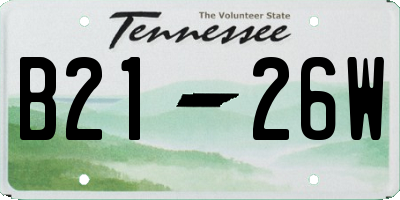 TN license plate B2126W