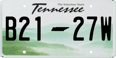 TN license plate B2127W