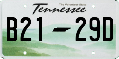 TN license plate B2129D