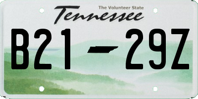 TN license plate B2129Z