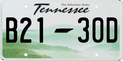 TN license plate B2130D