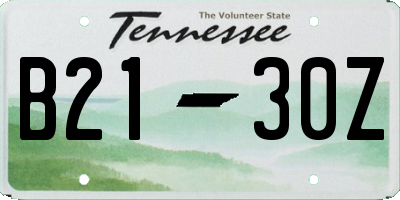 TN license plate B2130Z