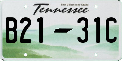 TN license plate B2131C