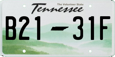 TN license plate B2131F