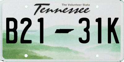 TN license plate B2131K
