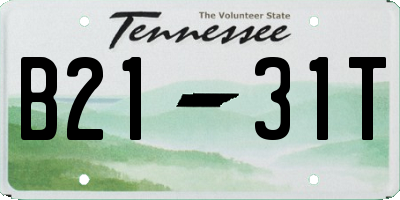 TN license plate B2131T