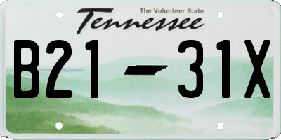 TN license plate B2131X