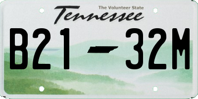 TN license plate B2132M