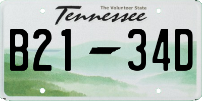 TN license plate B2134D