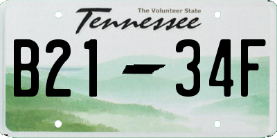 TN license plate B2134F