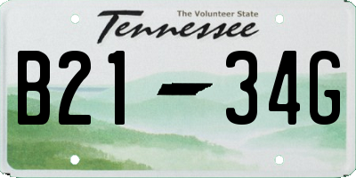 TN license plate B2134G