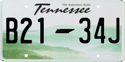 TN license plate B2134J