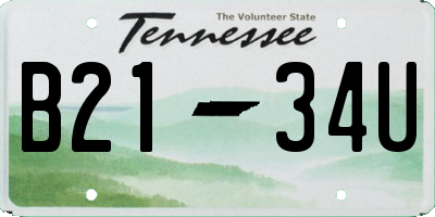 TN license plate B2134U
