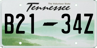 TN license plate B2134Z