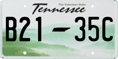 TN license plate B2135C