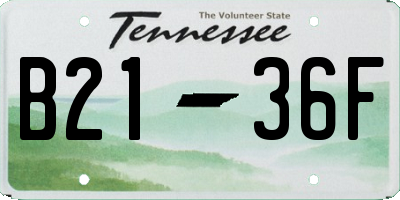 TN license plate B2136F