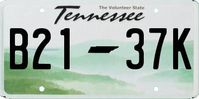 TN license plate B2137K