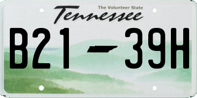 TN license plate B2139H