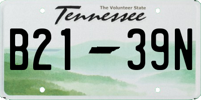 TN license plate B2139N