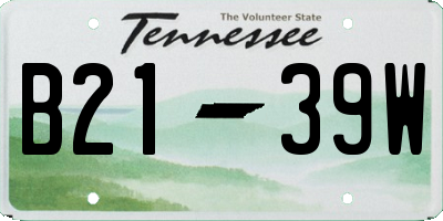 TN license plate B2139W