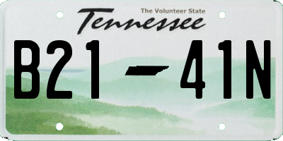 TN license plate B2141N