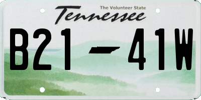 TN license plate B2141W