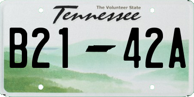 TN license plate B2142A