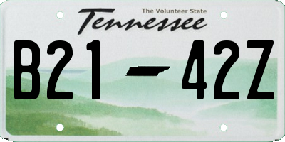 TN license plate B2142Z