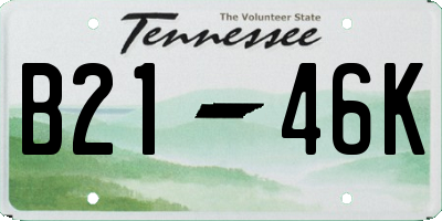 TN license plate B2146K