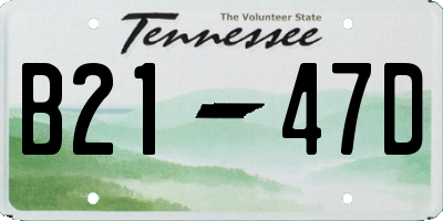 TN license plate B2147D