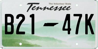 TN license plate B2147K