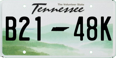 TN license plate B2148K