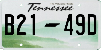 TN license plate B2149D
