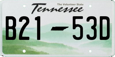 TN license plate B2153D