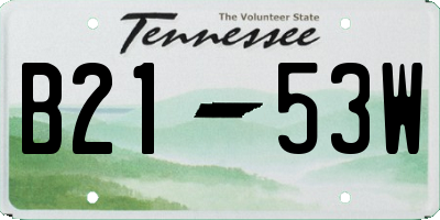TN license plate B2153W