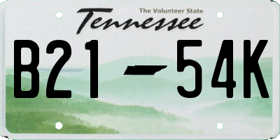 TN license plate B2154K