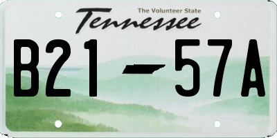 TN license plate B2157A