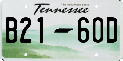 TN license plate B2160D