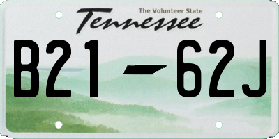 TN license plate B2162J