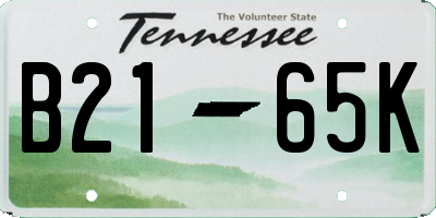 TN license plate B2165K