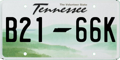 TN license plate B2166K