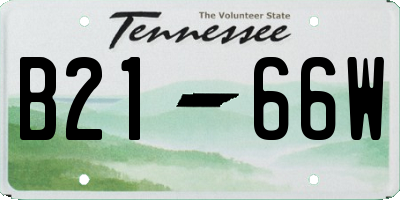 TN license plate B2166W