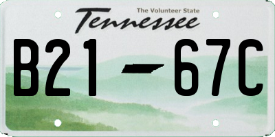 TN license plate B2167C