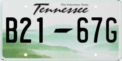 TN license plate B2167G