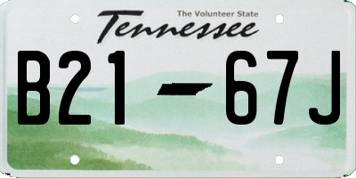 TN license plate B2167J
