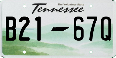TN license plate B2167Q