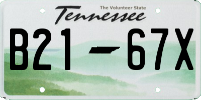TN license plate B2167X